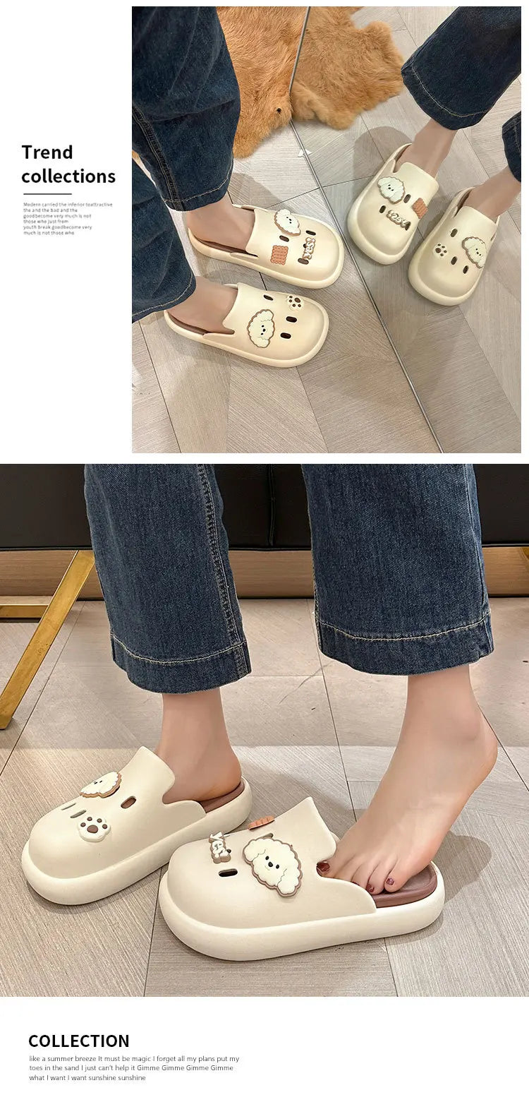 Cute Dog Cartoon Plush House Slippers for Men and Women