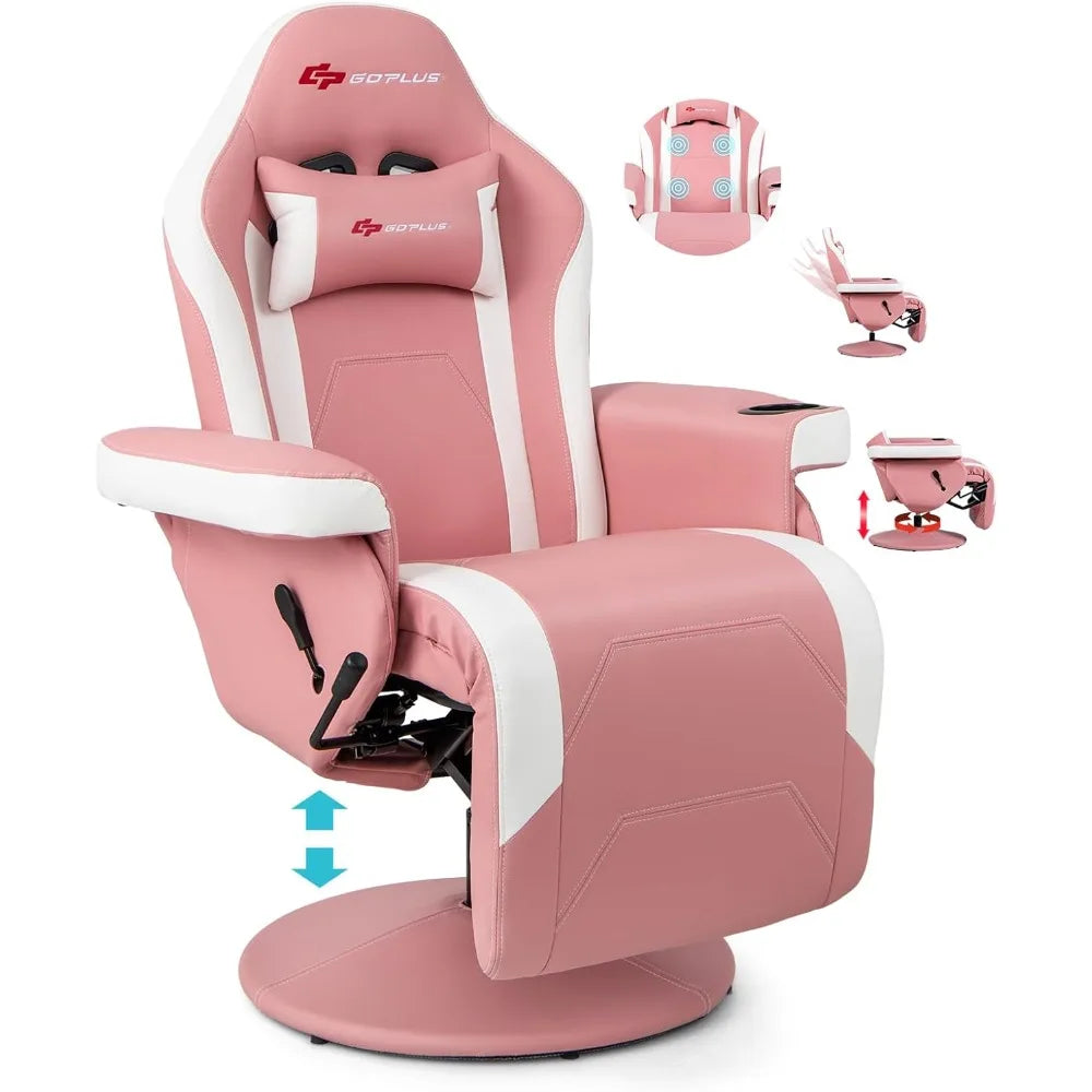 Gaming Recliner, Adjustable Massage Gaming Chair with Cup Holder Footrest Ergonomic Single Sofa Living Room Home Theater Seatin