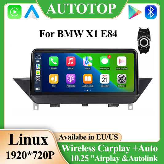 AUTOTOP Wireless CarPlay For BMW X1 E84 2009-2015 CIC iDrive 10.25" TouchScreen Android Auto 2Din Car Stereo Linux Multimedia BT