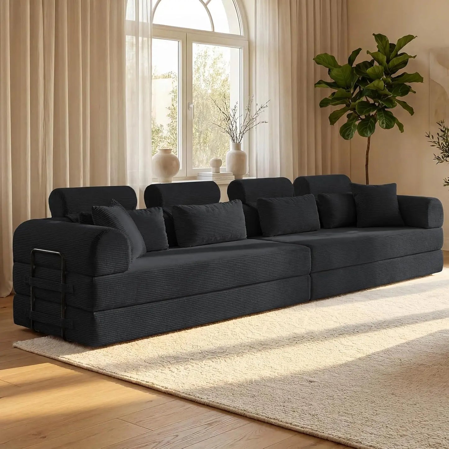 78.8-Inch Convertible Futon Sofa Bed with High Back