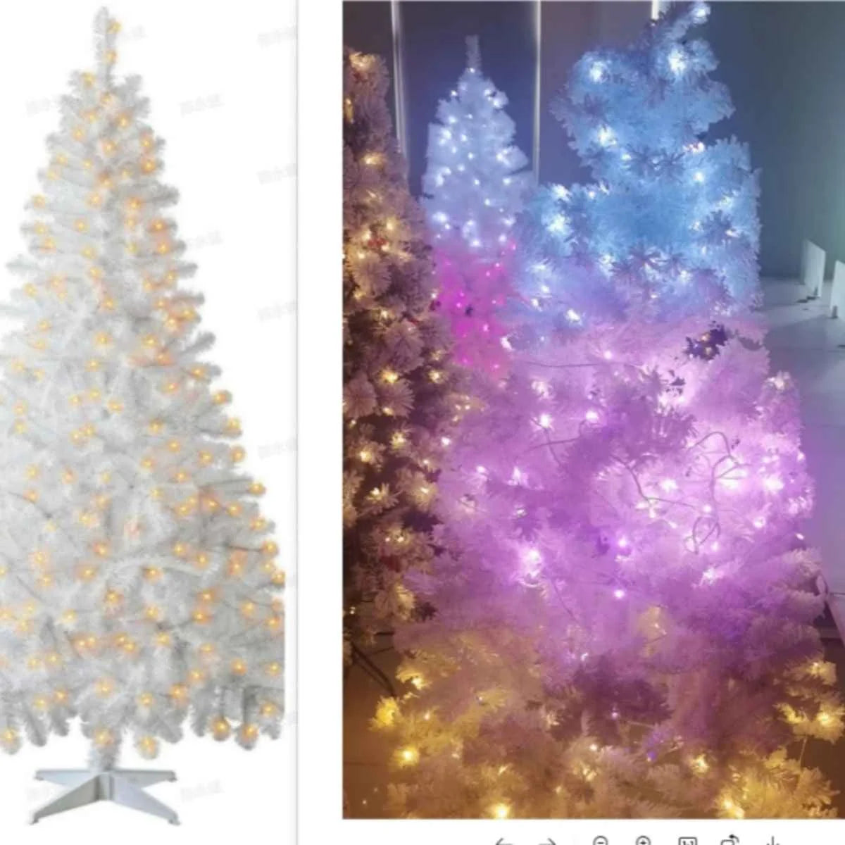 White 7.5ft Christmas Tree 1450 Branches 8 Flashing Modes