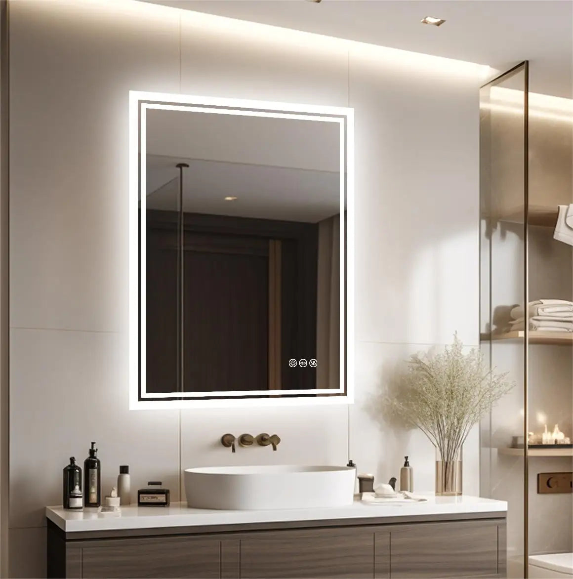 LED Bathroom Mirror Illuminated Wall Mounted Touch Light