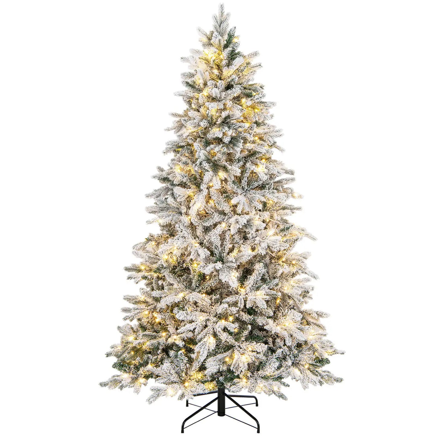 4.5FT–7FT Flocked Artificial Christmas Tree .Premium Snow-Flocked Holiday Tree with Metal Stand