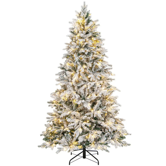 4.5FT–7FT Flocked Artificial Christmas Tree .Premium Snow-Flocked Holiday Tree with Metal Stand
