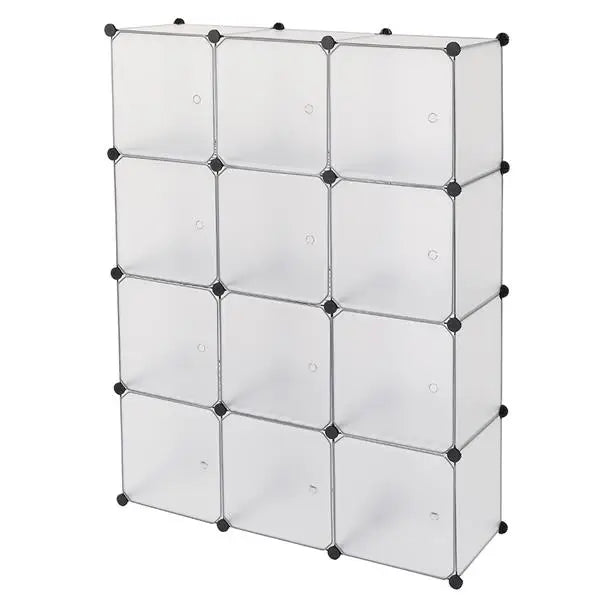 12-Cube Storage Shelf Cube Shelving Bookcase Bookshelf Organizing Closet Toy Organizer Cabinet White Color
