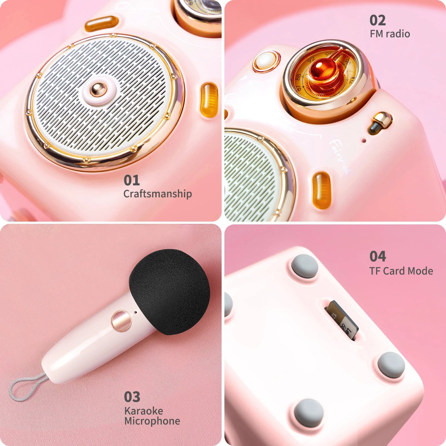 Divoom Fairy-OK Portable Bluetooth Karaoke Speaker with Wireless Microphone | Retro Mini Speaker | Rechargeable Music System