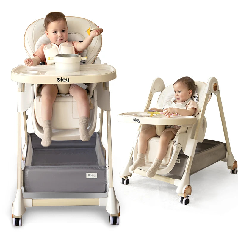 7-in-1 Convertible Baby High Chair with Adjustable Tray & Foldable Design