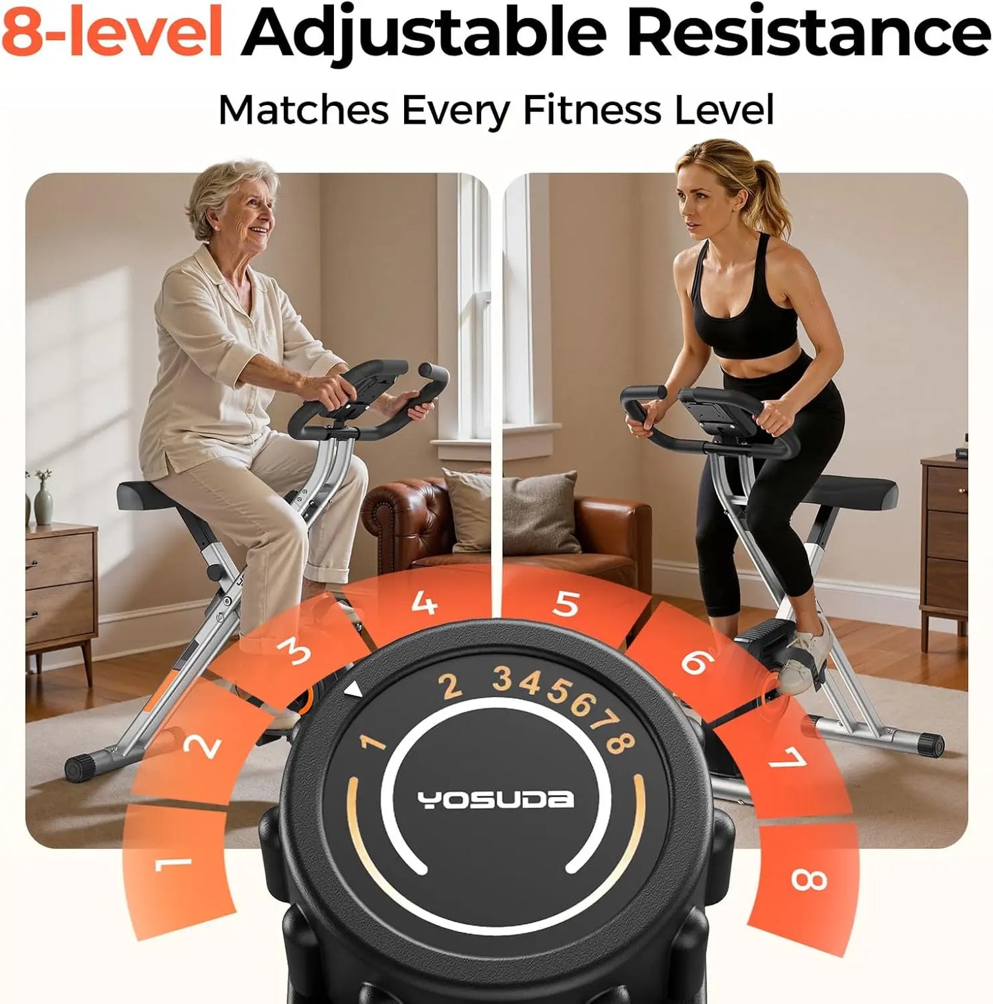 Foldable Exercise Bike for Home Cardio Workouts with Adjustable Resistance