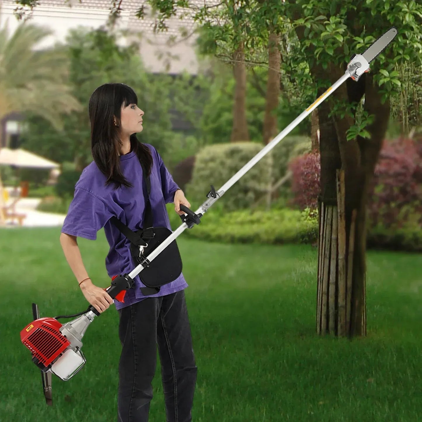 Pole Saw,Powerful Gas Pole Chainsaw 42.7CC 2-Cycle Cordless Extension Pole Saw Tree Trimmer Long Reach Saw,16ft Pruning Saw