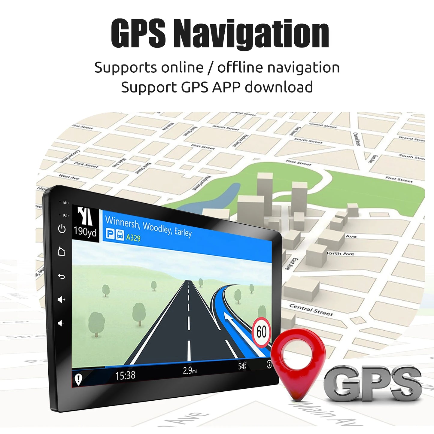 ESSGOO Android 14 Car Stereo . 7”/9”/10” Touchscreen with Wireless CarPlay, Android Auto, GPS Navigation & Bluetooth