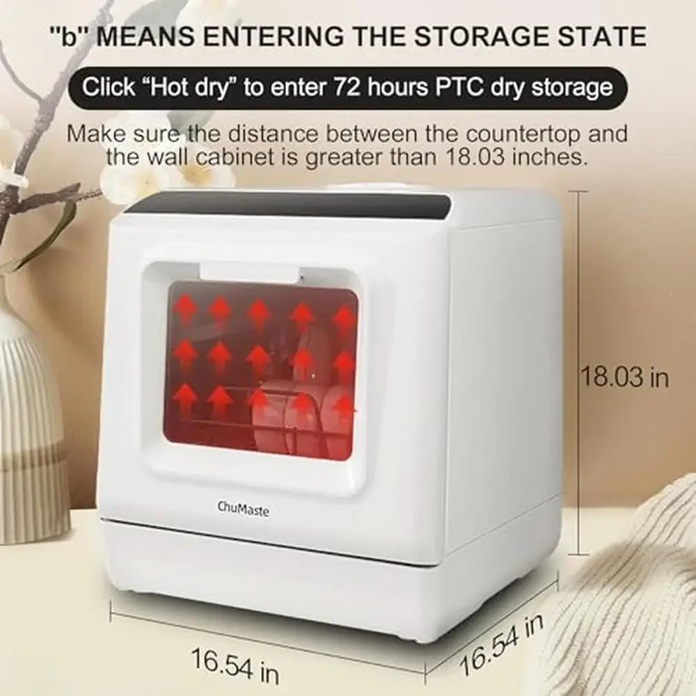 Portable Countertop Dishwasher with 5 Wash Programs Double Sprays Touch Screen Switch Hot Air Drying Mode and 2 Water Supply