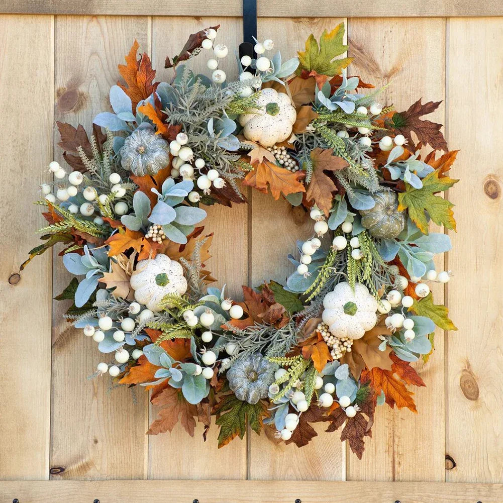 35/40cm Fall Front Door Wreath Festival Theme Pumpkin Berry Garland Window Hanging Garland for Home Porch Wall Decor