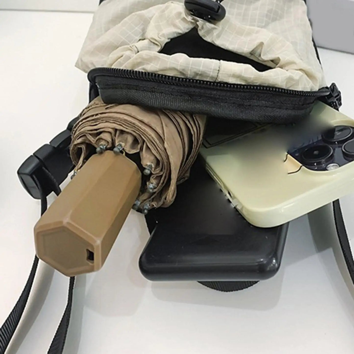 Mini Drawstring Messenger Bag. Lightweight Bucket Shoulder Bag for Travel, Shopping & Everyday Use