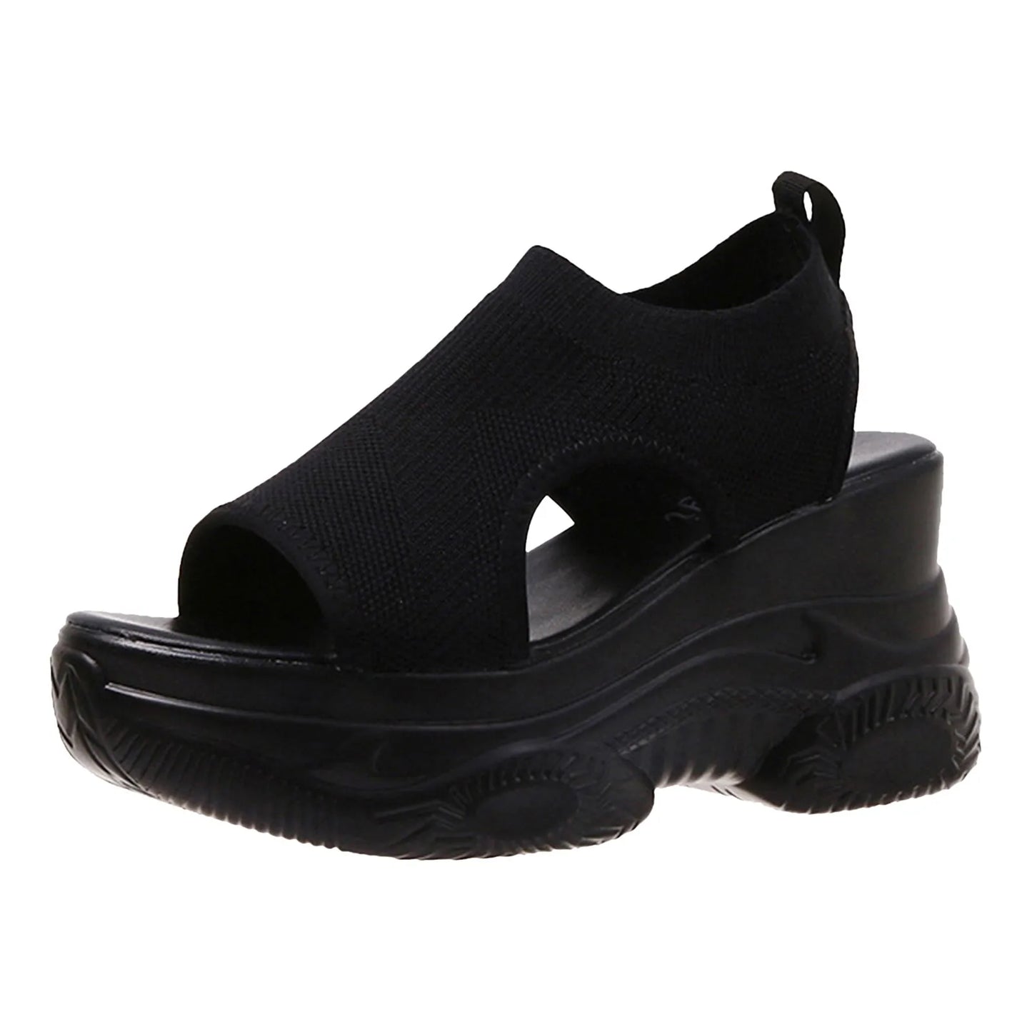Thick Soled Sandals For Women Summer Mesh Breathable Peep Toe Sloping Heel Sandals Plus Size Sports Walking Mesh Flat Shoes