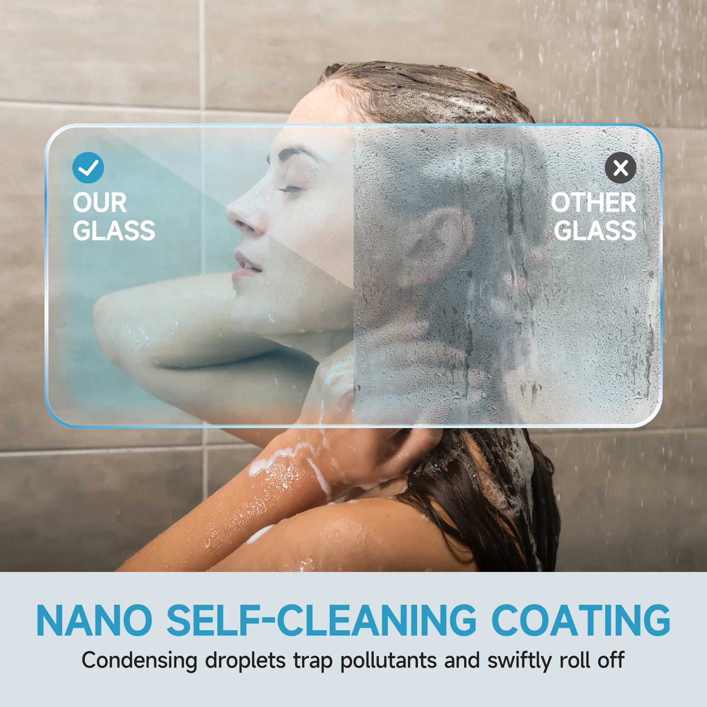 56-60"x60" H Bathtub Shower Door, Single Sliding Shower Door, 5/16" (8mm) Tempered Glass Bathroom Glass Sliding Door