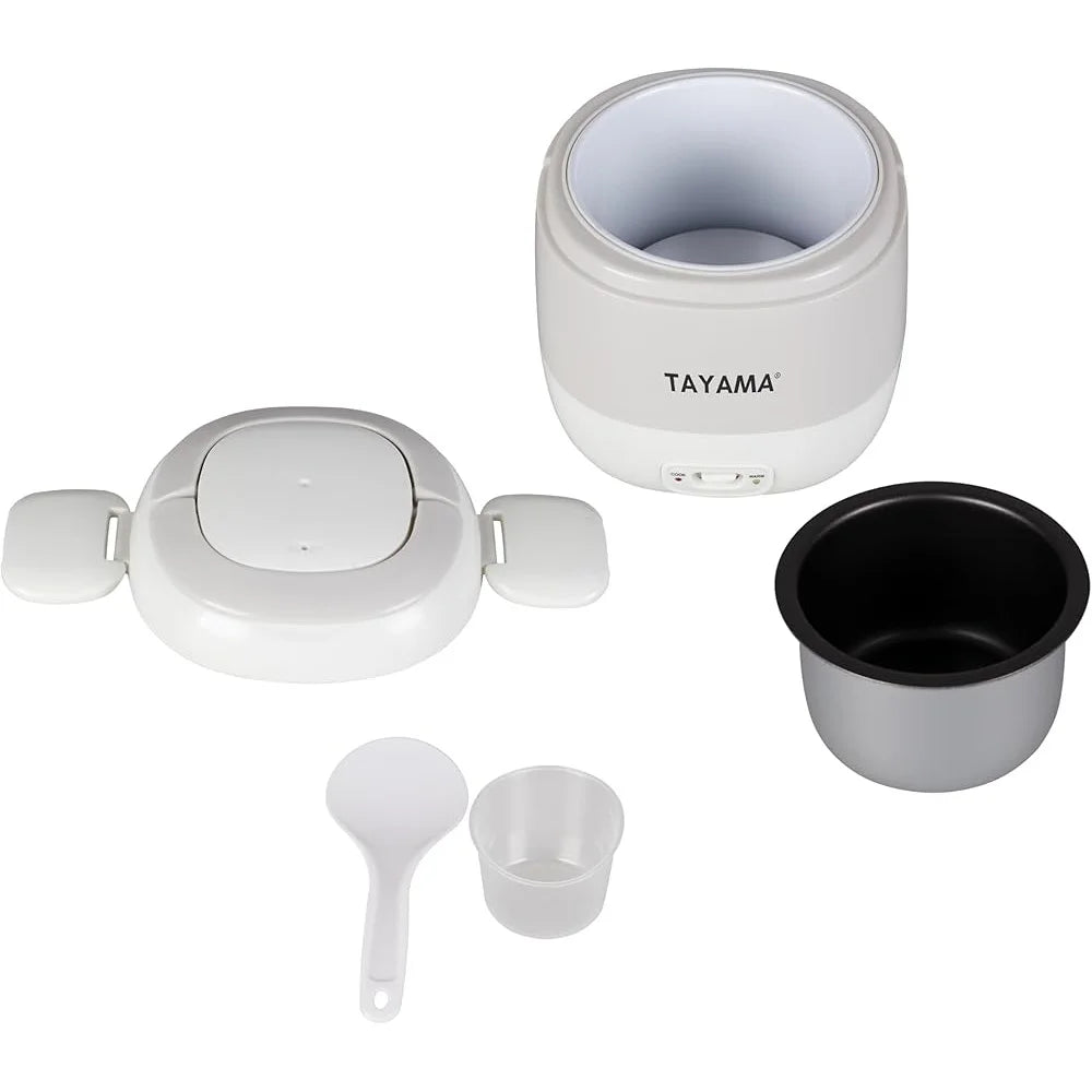 Portable Mini Rice Cooker 1.5 Cup Electric Nonstick Cooking Pot with Keep Warm Function Compact Design Easy Storage