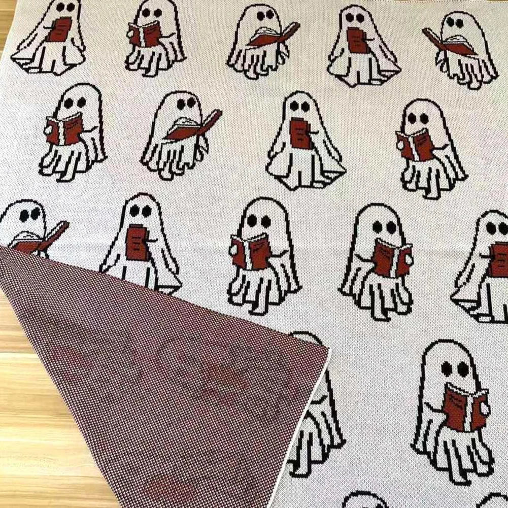 Halloween Throw Blankets Ghost Reading Book Blanket Cute fluffy Blanket Home Soft Warm Bedspread Couch Sofa Mat Decoration