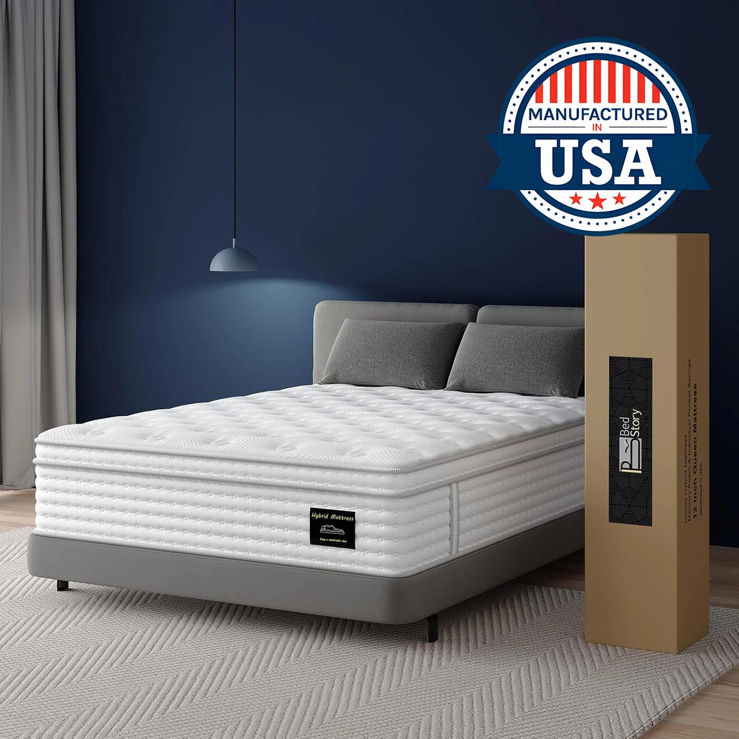 BedStory 12-14" Hybrid Mattress - Full/King/Queen Size Mattress - Gel Memory Foam & Innersprings for Comfort & Motion Isolation