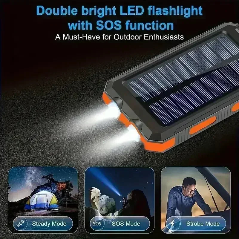 Outdoor Power Non Stop 10000mAh Solar Power Bank . QC3.0 Fast Charging Portable Charger
