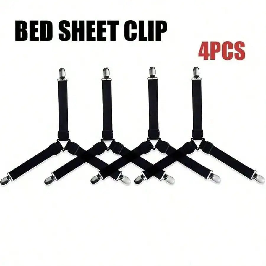 4-Piece Adjustable Bed Sheet Fastener Set .Triangle Mattress Sheet Clips