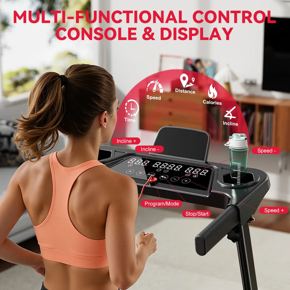 Folding Incline Treadmill. Portable Home Walking & Running Machine