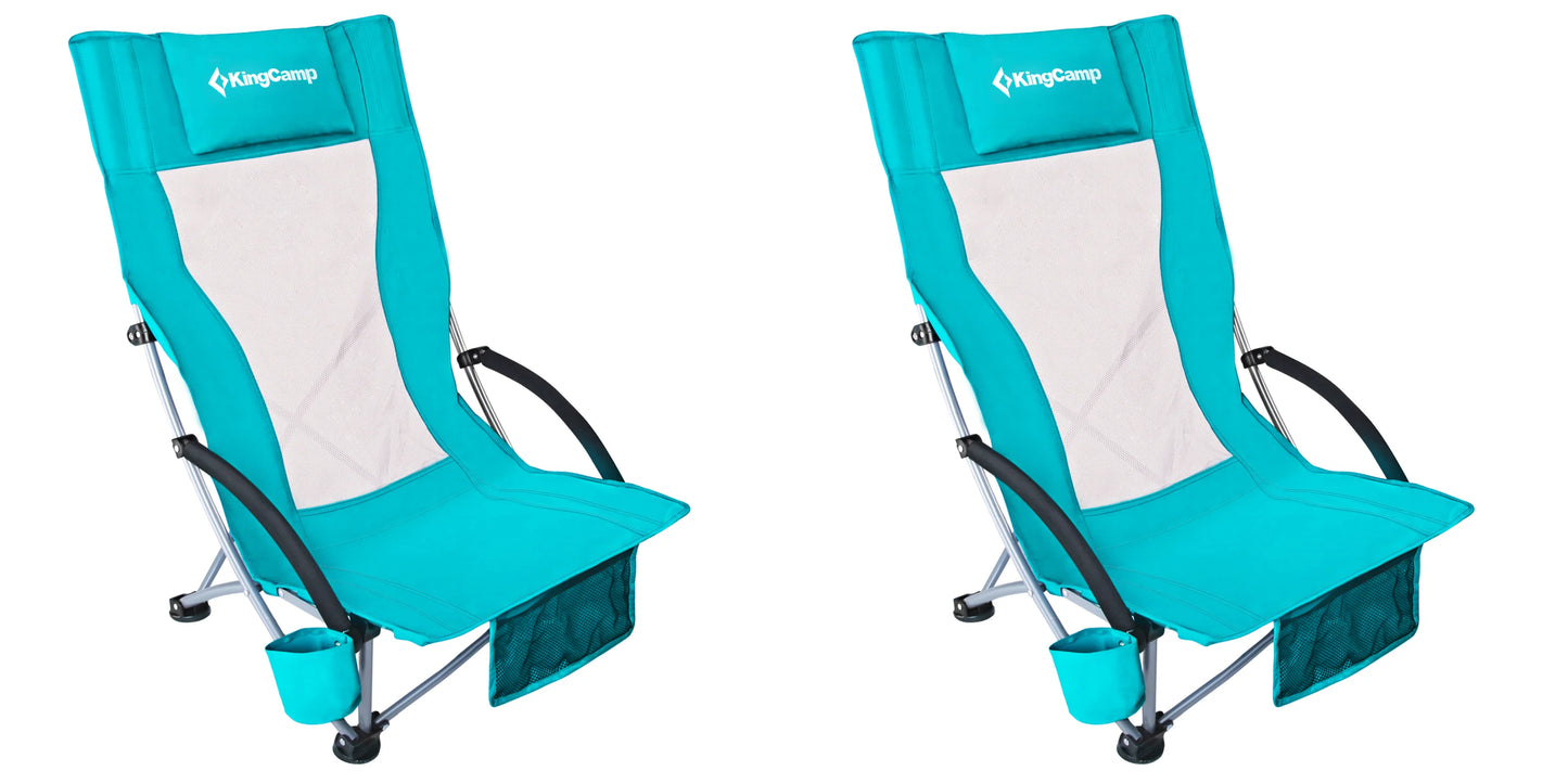 KingCamp High Back Beach Chair With Cup Holder Armrests