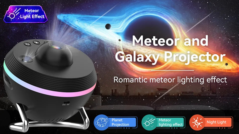 3-in-1 Ultra Clear Galaxy Projector  Starry Sky Night Light with Remote Control, Aurora Effects & Planet Projection