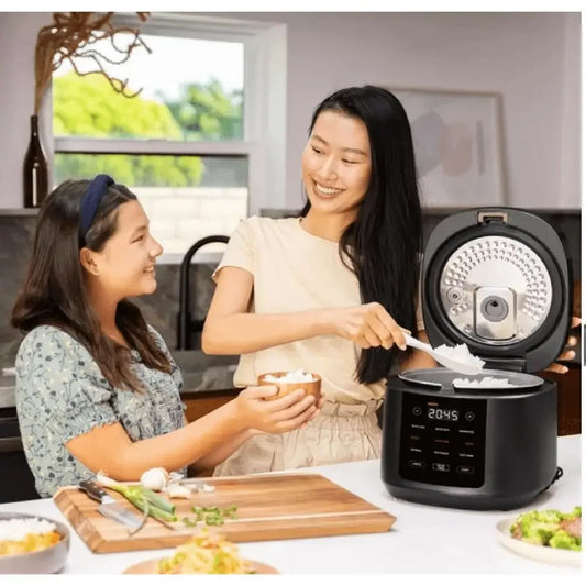 10-Cup Rice Cooker 9-in-1 Cooking Functions Adjustable Temperature Automatic Shut-Off Nonstick Inner Pot Dishwasher Safe