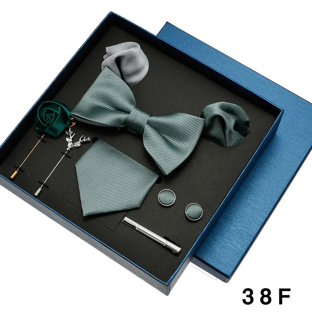 Luxury Men’s Bow Tie Gift Set with Pocket Square, Cufflinks & Lapel Pin