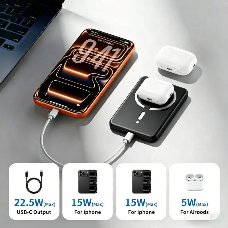 10000mAh Magnetic Wireless Power Bank . 22.5W Fast Charging Portable Charger