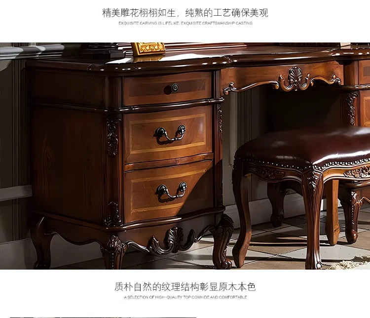 Nordic Hollywood Chair Vanity Wood Storage Mirror Organizer Luxury Dressers Bedroom Makeup Seating Penteadeira Furniture Home