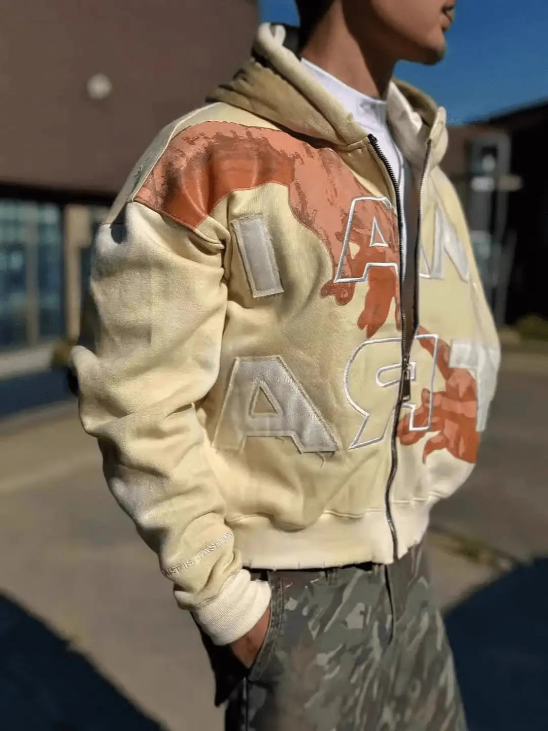 Y2K New Retro Casual Rock Letter Printed Hoodie Harajuku Hip-Hop High Street Oversized Zipper Hoodie Sweatshirt