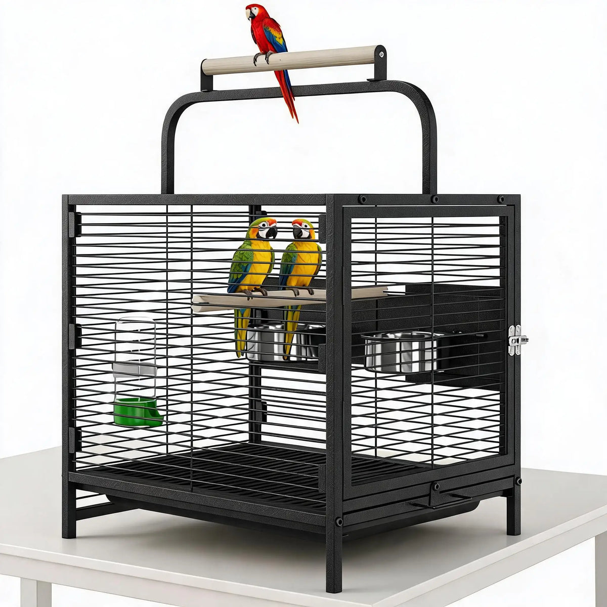 Portable Stainless Steel Travel Bird Cage for Small Parrots