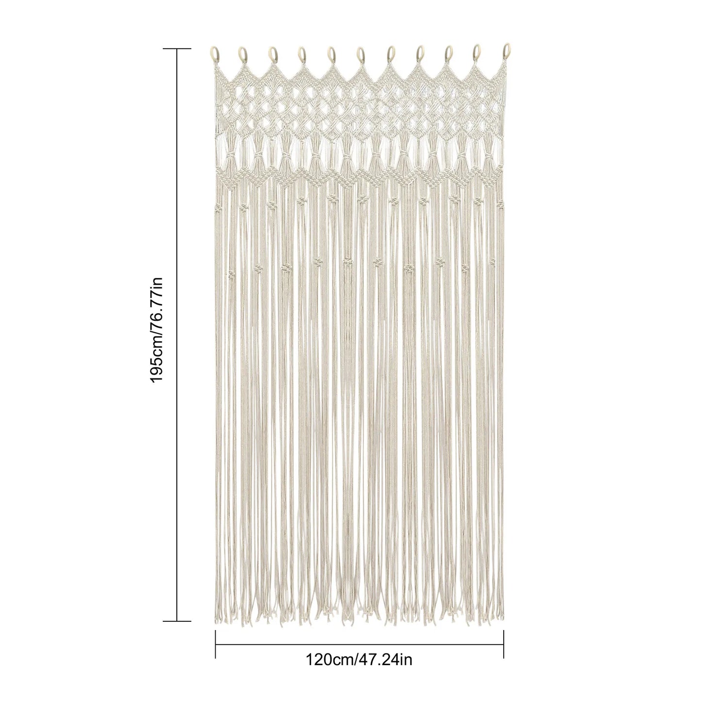 Bohemian Woven Macrame Door Curtain. Decorative Hanging Room Divider