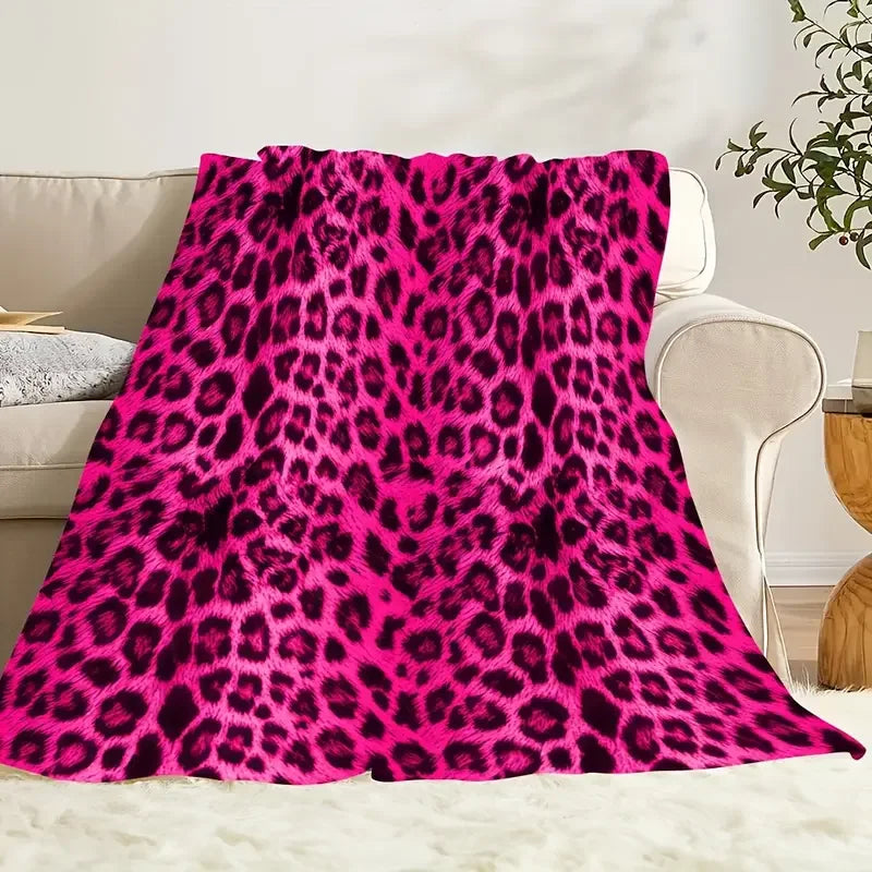 Luxury Pink Leopard Throw Blanket . Ultra Soft Cozy Plush Bed & Couch Blanket