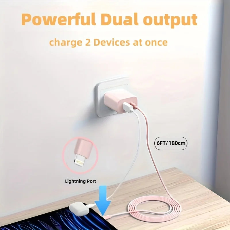 3Packs 20W Dual-Port  Adapter Fast Charging 6FT USB C Cable For IPhone 14/14 Pro Max/13/13 Pro Max/12/12 Pro Max/11/11Pro/XS/Max