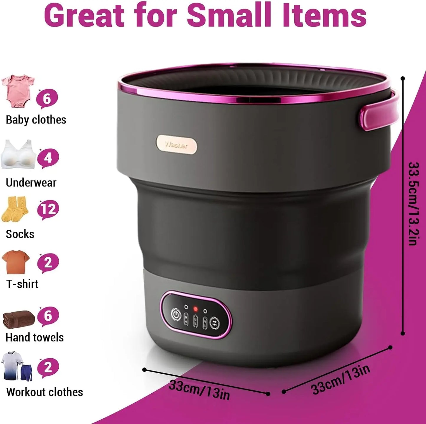 Collapsible Mini Portable Washing Machine & Spin Dryer. Compact Laundry Solution