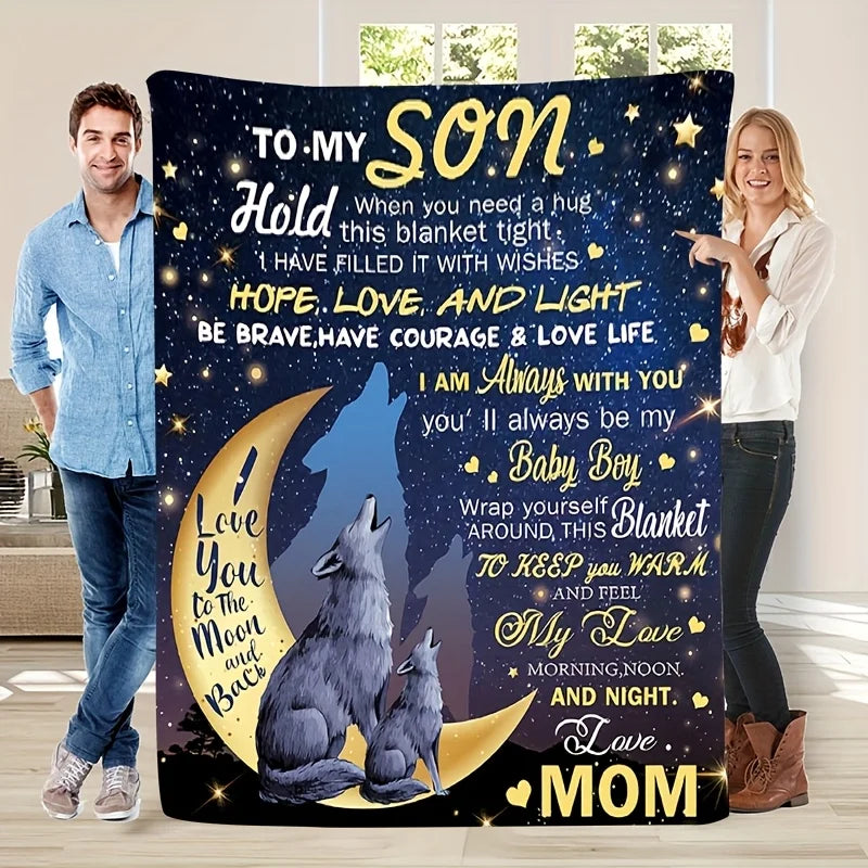 To My Son Inspirational Flannel Blanket. Soft Cozy Gift Blanket from Mom