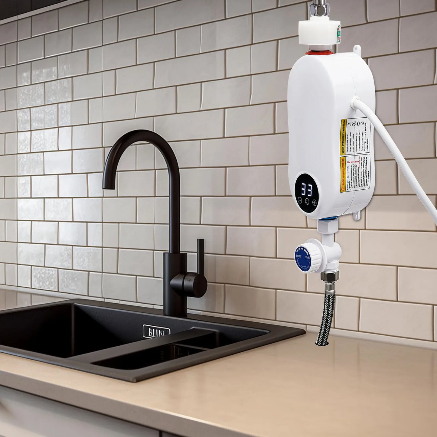 110V Instant Electric Water Heater 3500W Household Mini Electric Instant Water Heater Machine for Kitchen and Bathroom