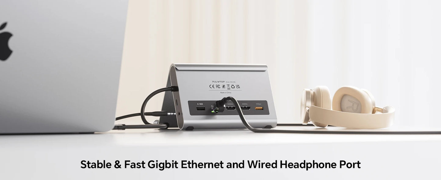 PULWTOP 11-in-1 USB-C Laptop Docking Station with Dual HDMI, Ethernet & Power Delivery