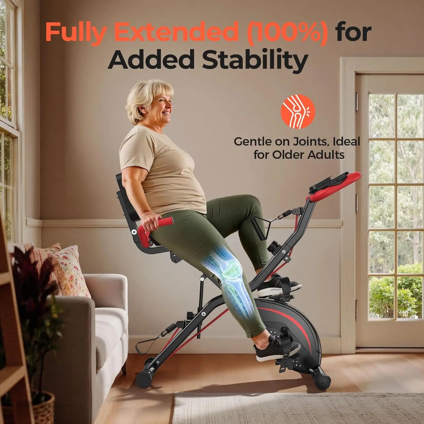 5-in-1 Foldable Exercise Bike with Adjustable Resistance for Home Cardio Workouts