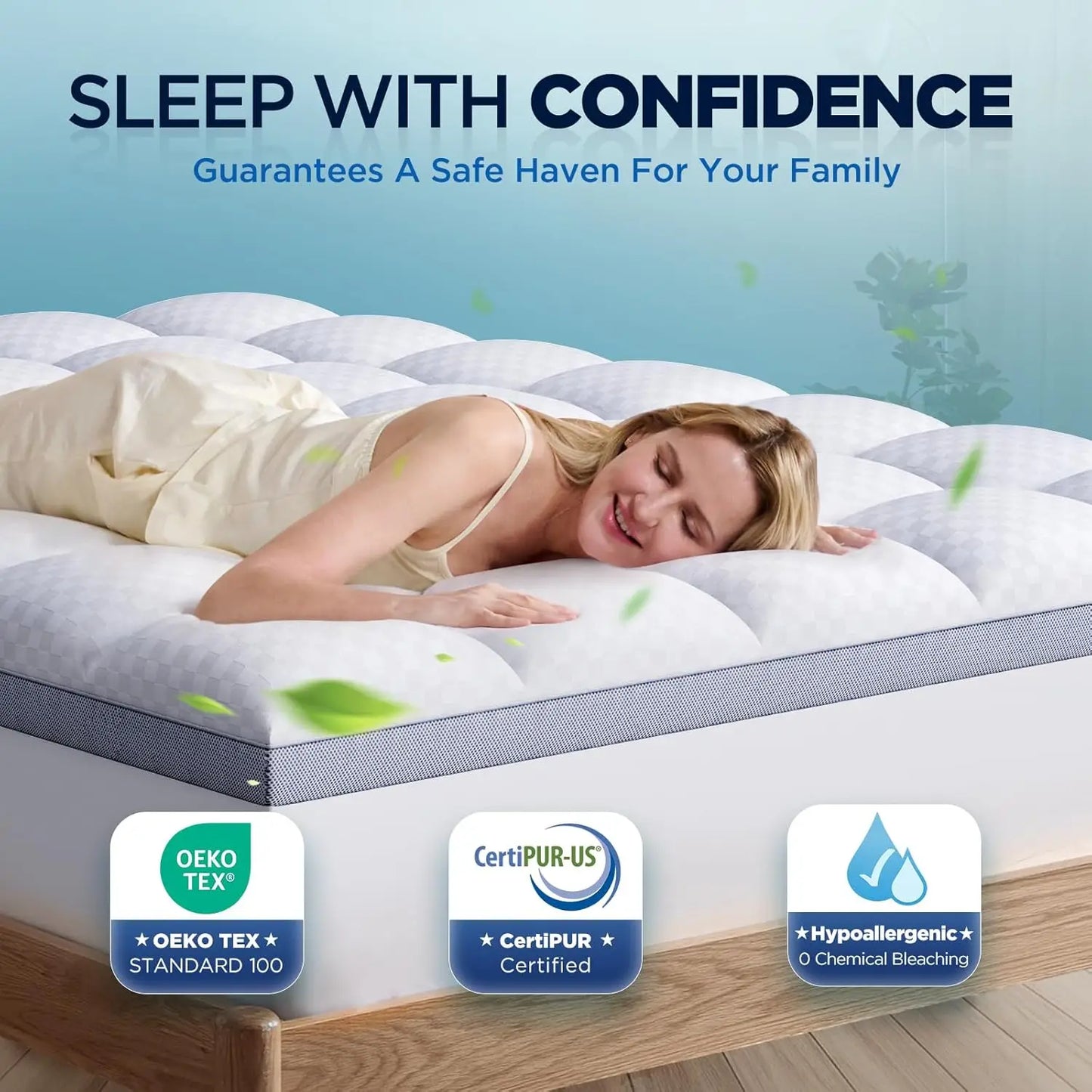 Premium Memory Foam Mattress Topper Queen for Ultra Comfort 2Inch Plush Pillow Top Queen Mattress Topper with Breathable Air