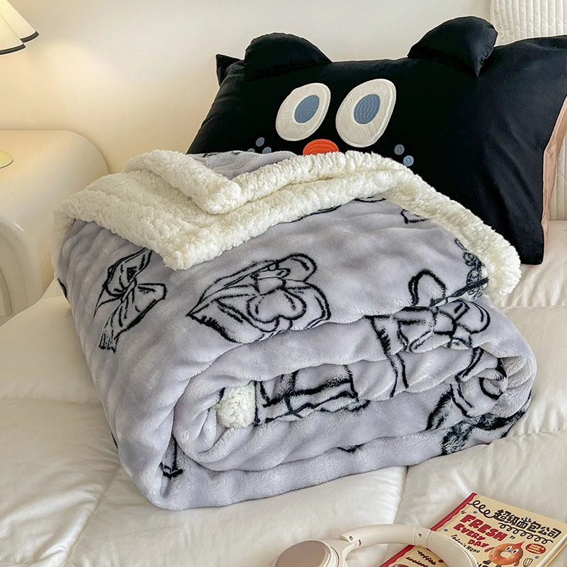 Soft Plaid Fleece Blanket, 300g Cozy Gift for Dorm Sofa Bed | Warm Home Decor Essentials (School Season)