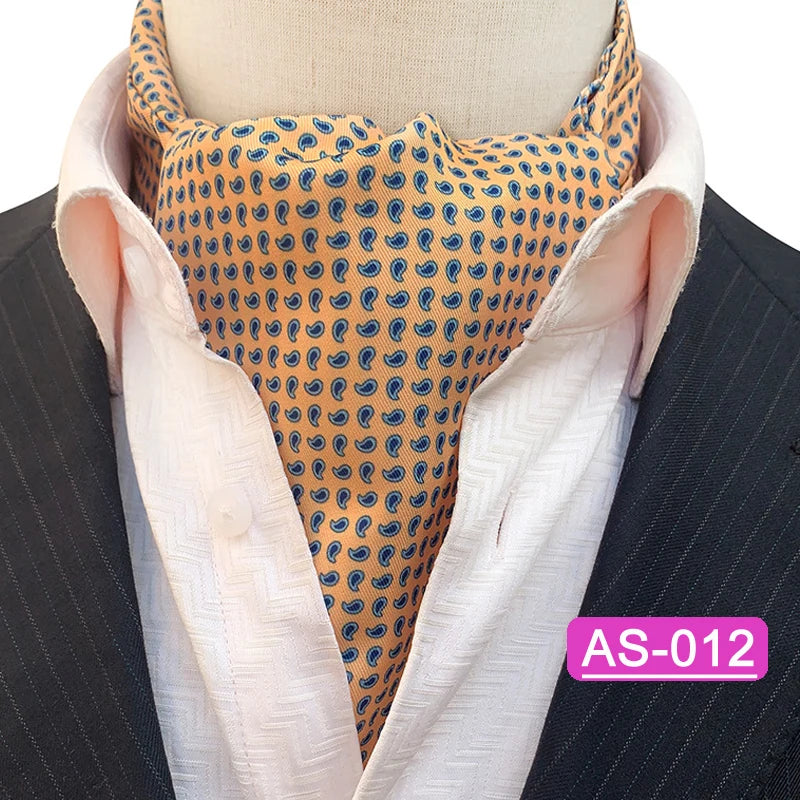Luxury Men’s Ascot Tie & Pocket Square Set for Weddings, Business & Formal Wear