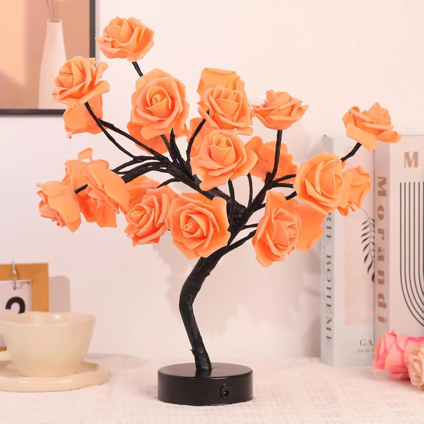 Romantic Rose Tree LED Night Light .Elegant Bedroom Décor & Gift Lamp