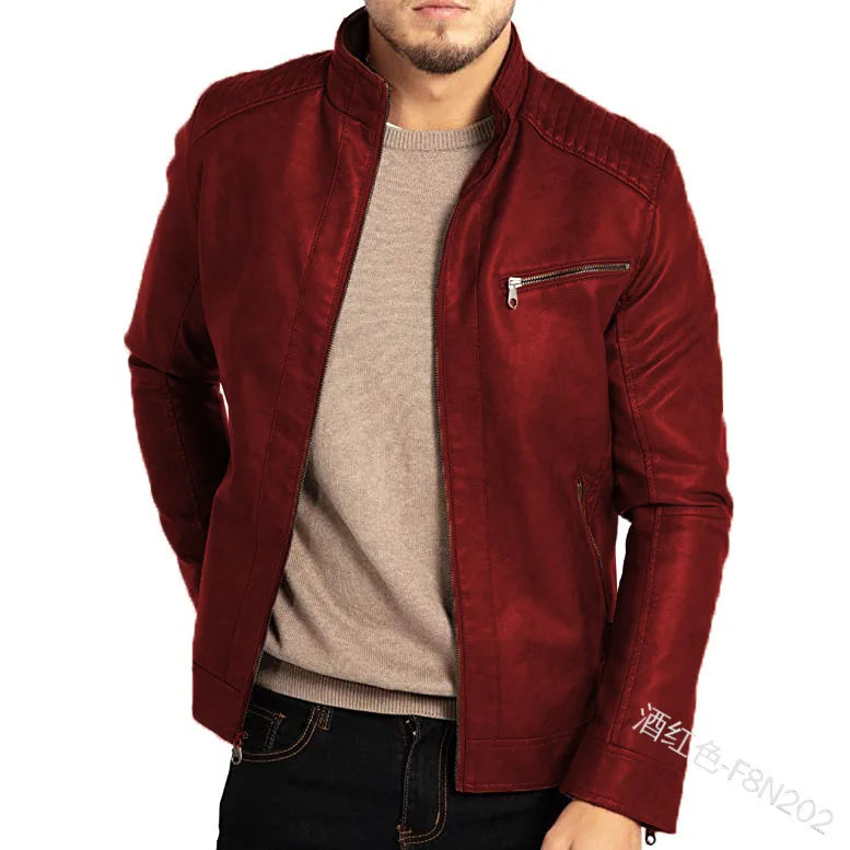 Men’s Classic Faux Leather Zip Jacket