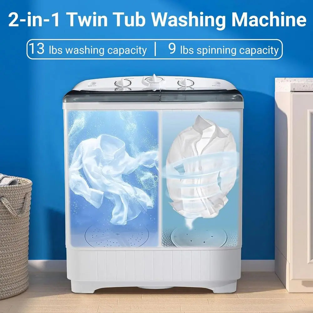 Compact Portable Top-Load Washing Machine. Single-Tub Washer