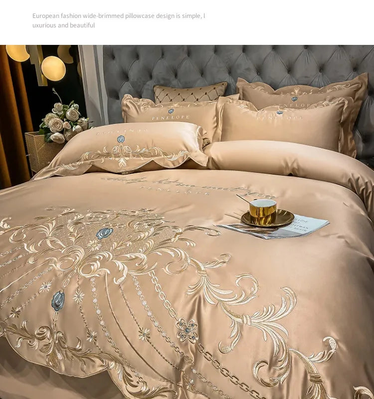 Luxury European-Style 100% Cotton 4-Piece Bedding Set