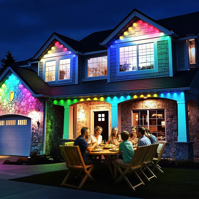 Smart Permanent Outdoor Lights For House Smart RGB+IC Eave Lights with Remote APP Control IP67 Waterproof Smart LED Eaves Lights