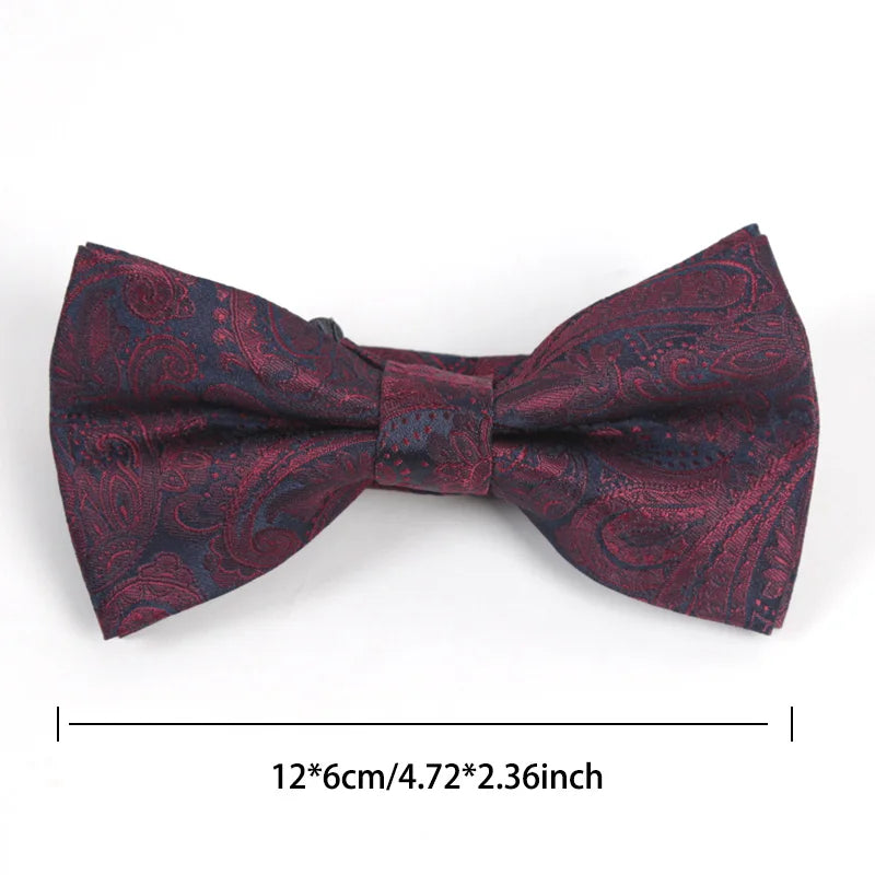 Luxury Men’s Burgundy Tie Set with Pocket Square, Bow Tie & Cufflinks | Wedding & Business Gift Set